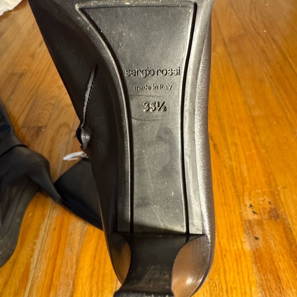 Sergio Rossi Black Leather Stilleto Heeled Knee High Boots Made In Italy Sz 35.5 - Picture 6 of 8